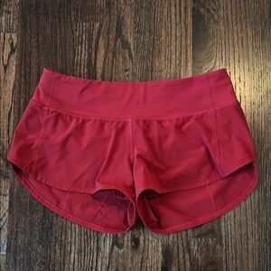 Red Lululemon Speed Up Shorts